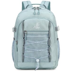 lanola travel backpack durable middle schoolbag travel bag for men & women lightweight college student backpack - gray blue