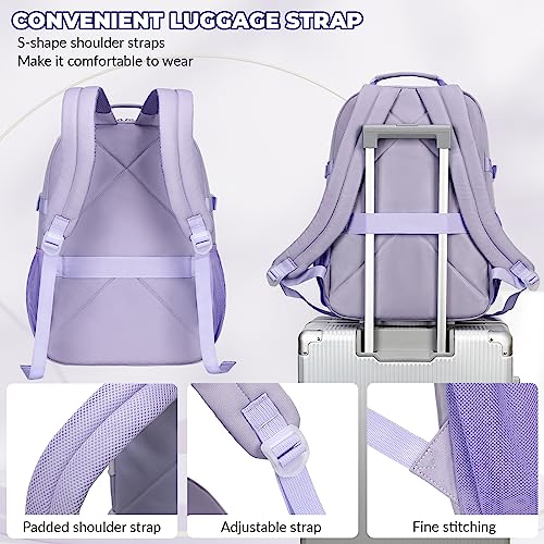Lanola Travel Backpack Durable Middle Schoolbag Travel Bag for Men & Women Lightweight College Student Backpack - Gray Blue