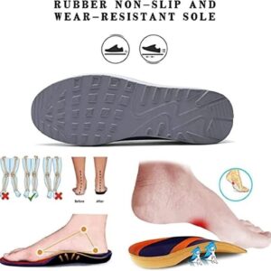 OLLOUM Women's Orthopedic Shoes,Fitsshoes Women, Women's Air Cushion Slip-On Walking Shoes Mesh Up Stretch Platform Sneakers (Color : Black, Size : US 9)