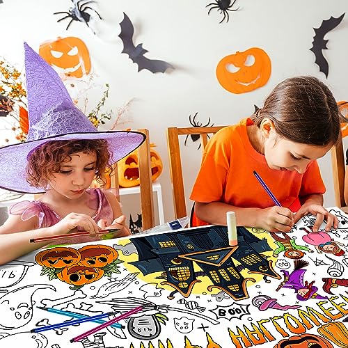 Halloween Giant Coloring Poster for Kids, 31.5 x 39.37 Inch Happy Halloween Jumbo Coloring Poster with Pumpkin, Huge Coloring Paper Large Coloring Sheets for Halloween School Home Birthday Party