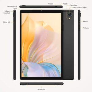 TOSCiDO Tablet 10.1 inch 2 in 1 Android Tablets 1080P FHD in-Cell LCD Screen, 4GB+64GB Expand to 1TB, Octa-Core CPU, 1920 * 1200 Resolution,8MP&13MP Camera|Wi-Fi| GPS| Keyboard| Mouse-Black