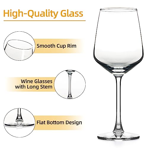 UMEIED 12oz Red Wine Glasses Set of 12, Long Stemmed Durable Crystal Clear Wine Glasses, Premium Wine Glasses, Perfect for Wine Tasting, Wedding, Party and Home