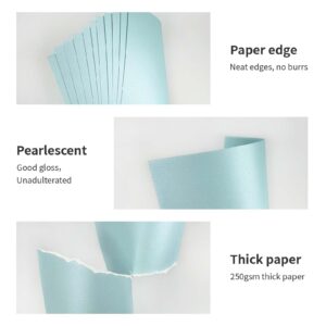50 Sheets Blue Shimmer Cardstock 8.5" x 11" Metallic Paper,250GSM/92 lb Shiny Blue Paper,Card Stock Printer Paper for Invitations,Card Making,DIY Craft,Weddings,Showers