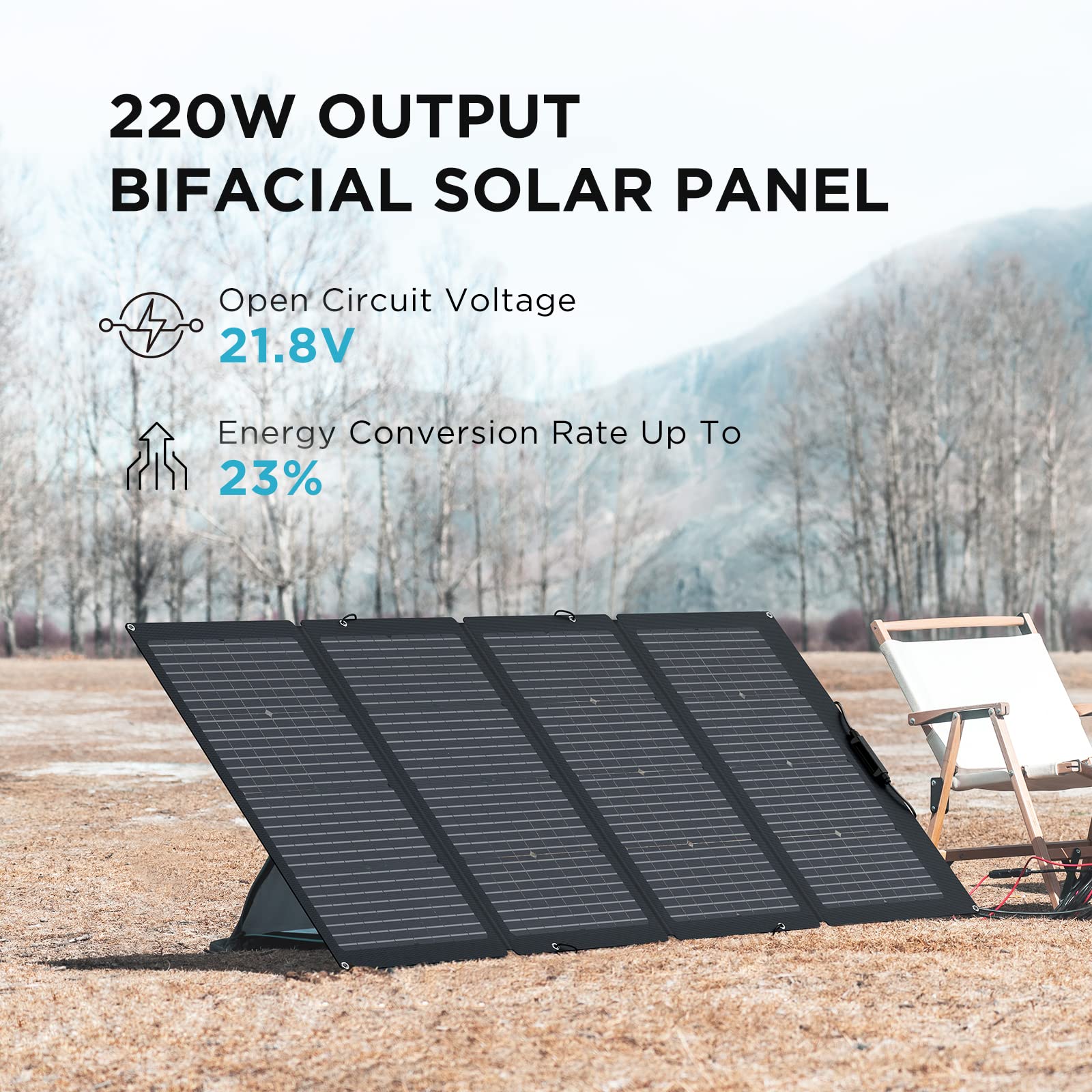 EF ECOFLOW Solar Generator 256Wh RIVER 2 with 220W Solar Panel LiFePO4 Battery, Up to 600W AC Outlets, Portable Power Station for Outdoor Camping/RVs/Home Use