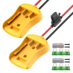rvboatpat 2pcs 20v battery adapter for dewalt power wheel battery adapter battery converter kit 12 awg wire with fuses and connectors for robotic rc car toy