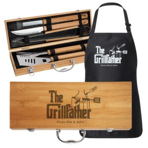 gift for dad's personalized grilling tools and apron bbq set ideal for fathers who love to grill