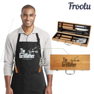 Gift for Dad's Personalized Grilling Tools and Apron BBQ Set Ideal for Fathers Who Love to Grill