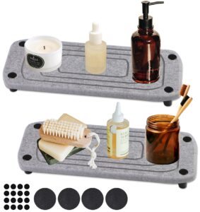 yipem 2 pcs sink caddy instant dry sink organizer fast drying stone for kitchen counter, diatomaceous water absorbing stone sink tray quick dry sink stone for home decor