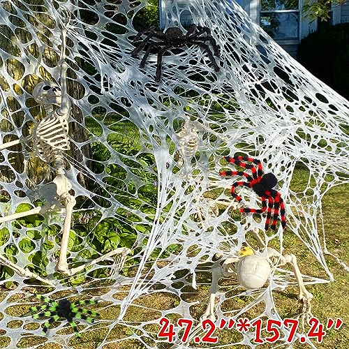 Daboot Halloween Giant Spider Web Decorations - 480sqft Halloween Gauze Spiders Web Decor Stretchy Cobwebs for Indoor Outdoor & Yard Creepy Decor (DIY- No Holes)