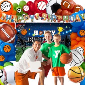 113 Sports Party Supplies Sport Balloons Soccer Party Decorations Sports Backdrop Sports Cake Toppers Sports Tablecloth for Sports Party Decorations