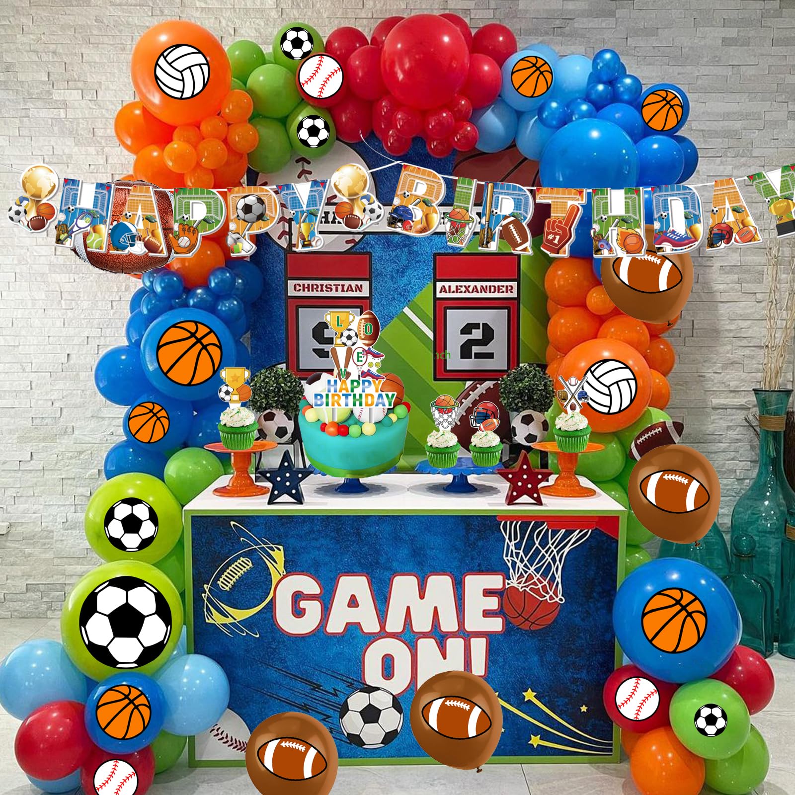 113 Sports Party Supplies Sport Balloons Soccer Party Decorations Sports Backdrop Sports Cake Toppers Sports Tablecloth for Sports Party Decorations