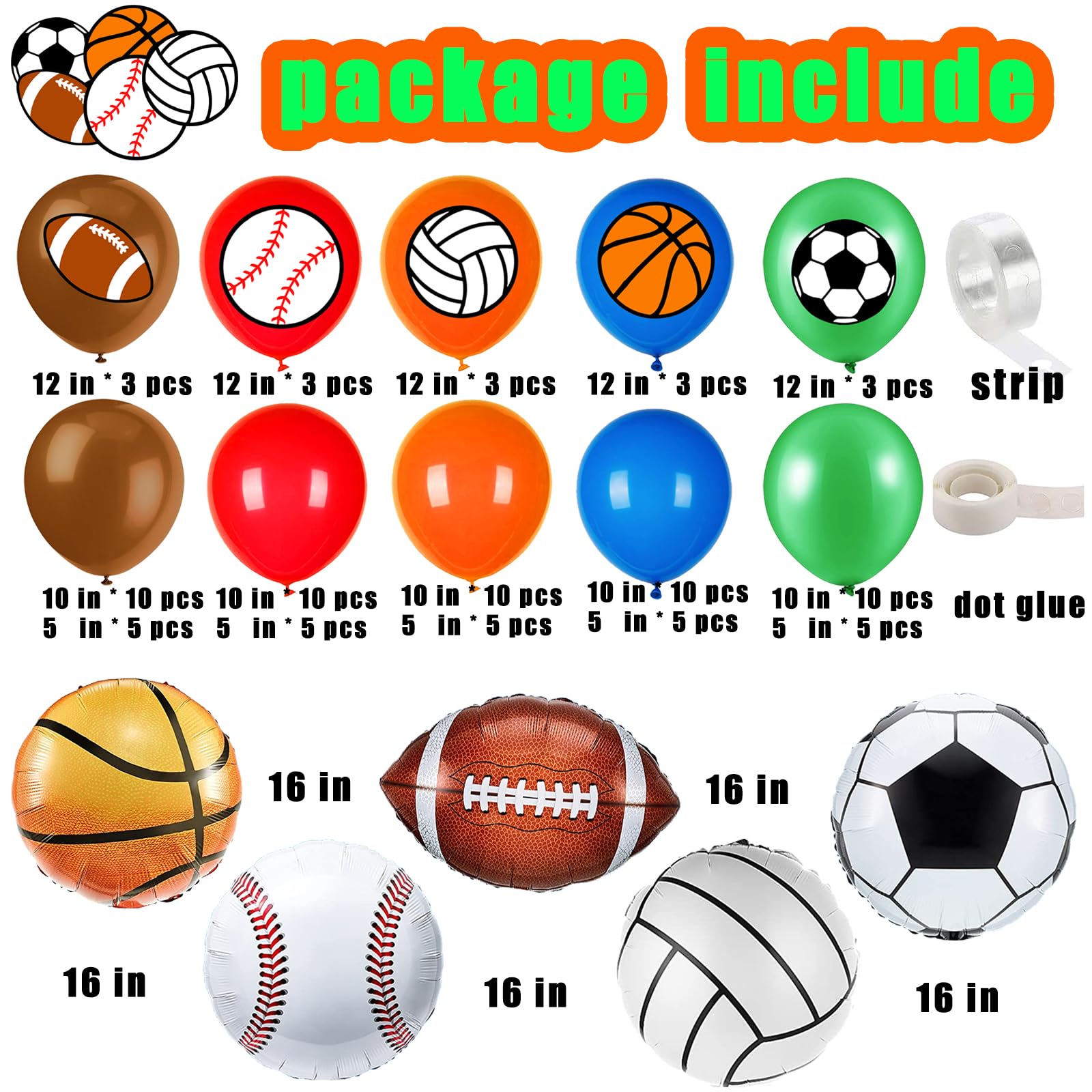 113 Sports Party Supplies Sport Balloons Soccer Party Decorations Sports Backdrop Sports Cake Toppers Sports Tablecloth for Sports Party Decorations