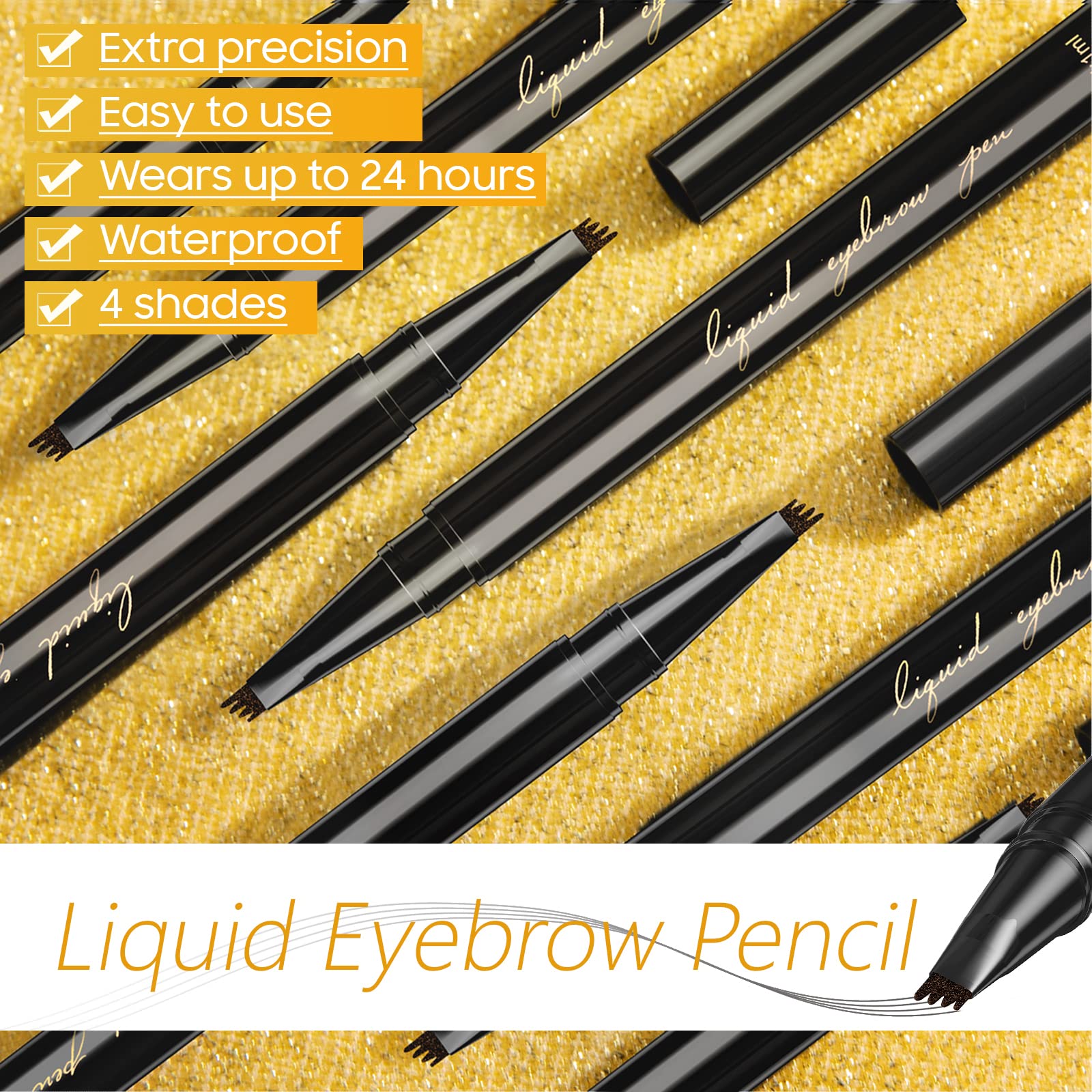 Eyebrow Pencil Eyebrow Microblading Pen - Eyebrow Makeup Micro 4 Point Brow Pen Lift & Snatch Makeup Pen Long-Lasting Waterproof Brow Pen, Creating Natural Looking Brows Effortlessly (02 Dark Brown)