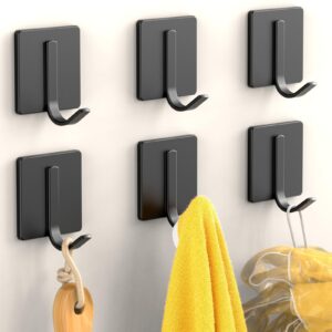 batur towel hooks, 6 pack improved adhesive hooks, wall hooks for hanging heavy duty, waterproof shower hooks for wall, towel holder hanger wall mounted, towel racks for bathroom, kitchen, bedroom