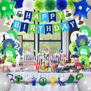 50Pcs Golf Birthday Party Decorations Golf Themed Party Supplies Includes Print Balloon Paper Sequin Golf Foil Balloon Cake Topper Banner Paper Pompoms
