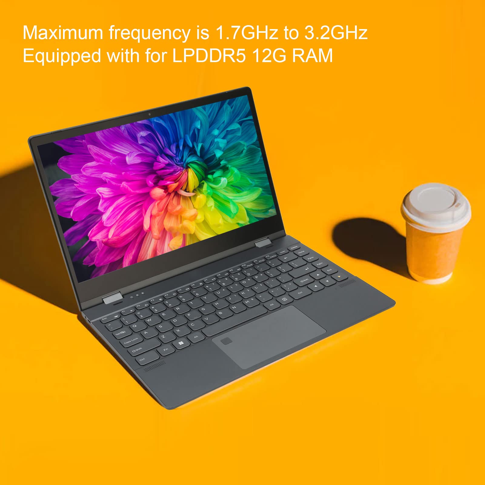 14.1in Laptop for Windows 10 11 pro Support 360 Degree Flip, 12G RAM 4K Full HD IPS Touch Screen Laptop Computer Support Fingerprint Unlock (US Plug 256GB)