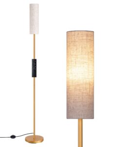edishine led corner floor lamp for living room, 65" tall standing reading lamp with remote, minimalist dimmable pole lighting for bedroom, office, kids room, 9w bulb included, 2700k-6000k (gold)