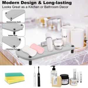 Joylifeboard Instant Dry Sink Organizer, Water Absorbing Stone Sink Tray,Diatomaceous Earth Fast Drying Stone Sink Caddy, Bathroom Counter Dry Stone Tray for Soap Sponge Cup