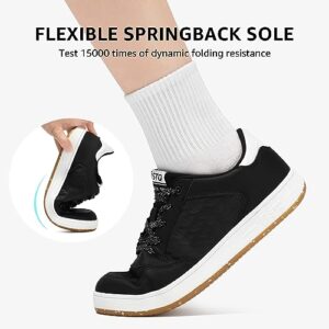 STQ Skate Shoes for Women Black Sneakers Fashion Lace Up Skateboard Shoes Comfortable Non Slip Graphite Black Size 7