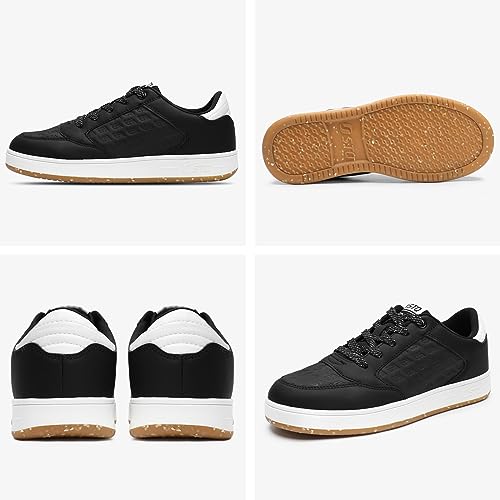 STQ Skate Shoes for Women Black Sneakers Fashion Lace Up Skateboard Shoes Comfortable Non Slip Graphite Black Size 7