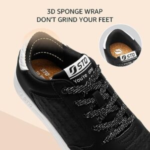 STQ Skate Shoes for Women Black Sneakers Fashion Lace Up Skateboard Shoes Comfortable Non Slip Graphite Black Size 7