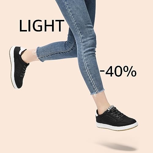 STQ Skate Shoes for Women Black Sneakers Fashion Lace Up Skateboard Shoes Comfortable Non Slip Graphite Black Size 7