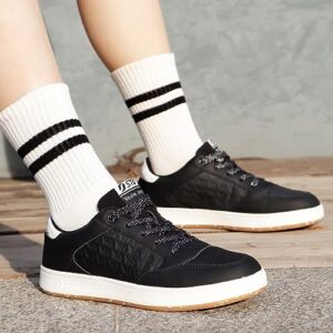STQ Skate Shoes for Women Black Sneakers Fashion Lace Up Skateboard Shoes Comfortable Non Slip Graphite Black Size 7