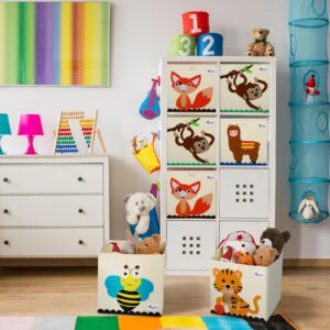 Mumufy 12 Pcs 13 Inch Foldable Dinosaur Toy Storage Cubes Animal Organizer Bins Fabric Toy Box Chest Basket Container for Toddlers Kids Boys and Girls Nursery Playroom, 13 x 13 x 13 Inch
