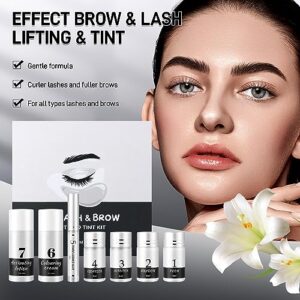 Ofanyia 4 in 1 Lash Lift & Brow Lamination with Black Color Kit, Eyelash Perm Kit and Brow Lamination Kit, Fast Quick Curling and Voluminous Coloring, Last for 8 Weeks, Salon & Home Use DIY