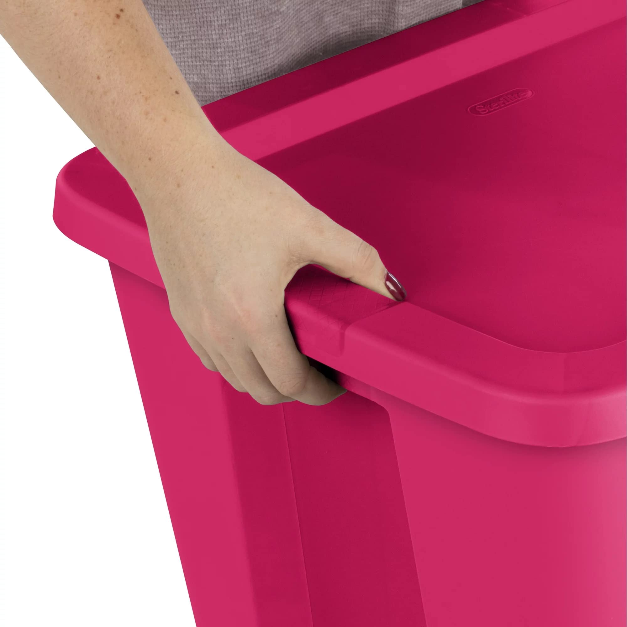 18 Gallon Plastic Storage Tote Box,Storage Bin Tote Organizing Container With Durable Lid, Stackable and Nestable Snap Lid Plastic Storage Bin,Fuchsia Burst,Set of 8