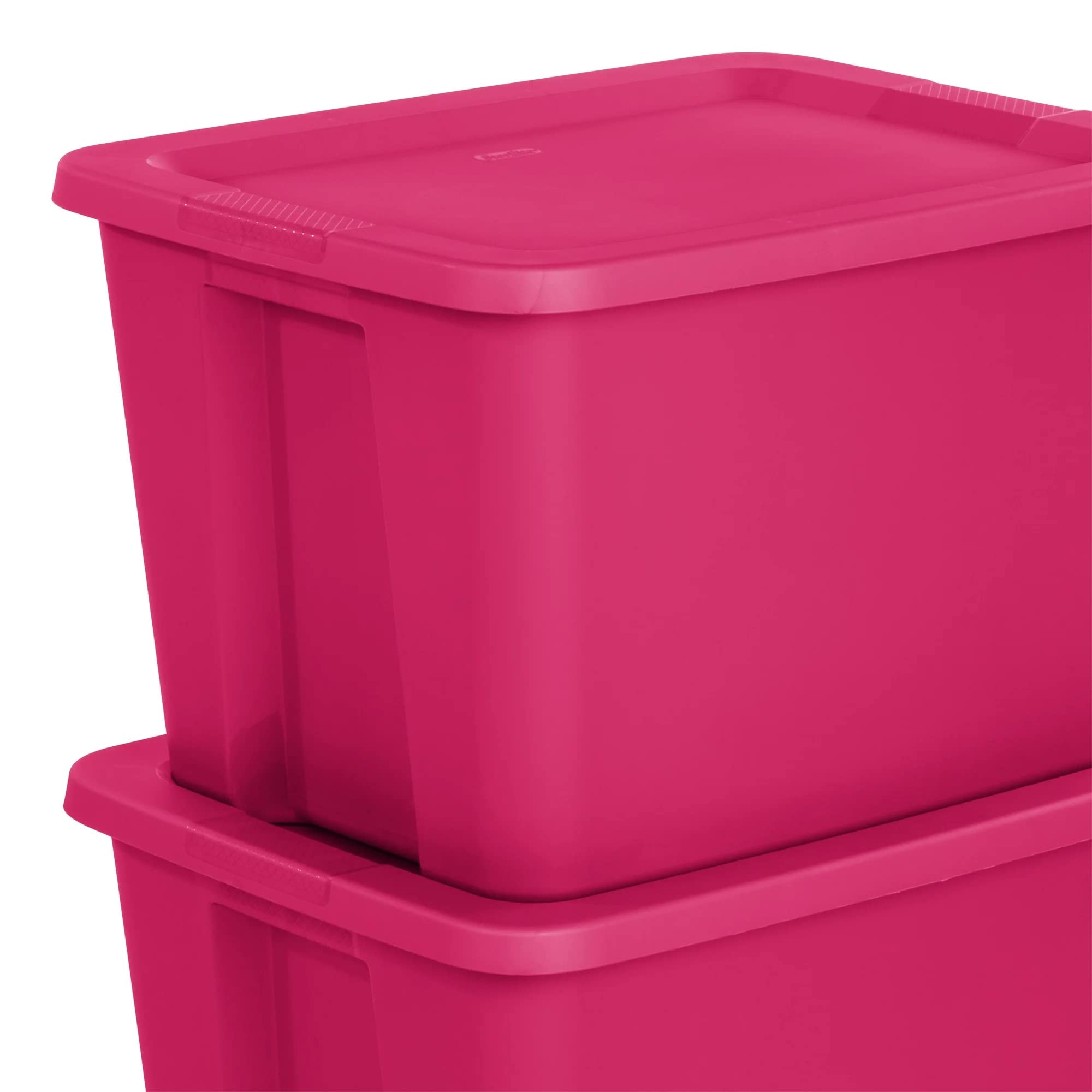 18 Gallon Plastic Storage Tote Box,Storage Bin Tote Organizing Container With Durable Lid, Stackable and Nestable Snap Lid Plastic Storage Bin,Fuchsia Burst,Set of 8