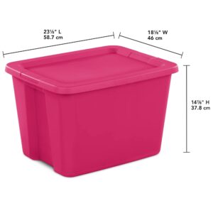 18 Gallon Plastic Storage Tote Box,Storage Bin Tote Organizing Container With Durable Lid, Stackable and Nestable Snap Lid Plastic Storage Bin,Fuchsia Burst,Set of 8