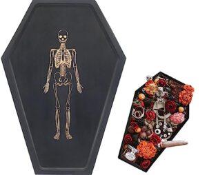 goth charcuterie boards - coffin tray skeleton for horror party - coffin serving tray food decor - gothic kitchen accessories cheese platter tray