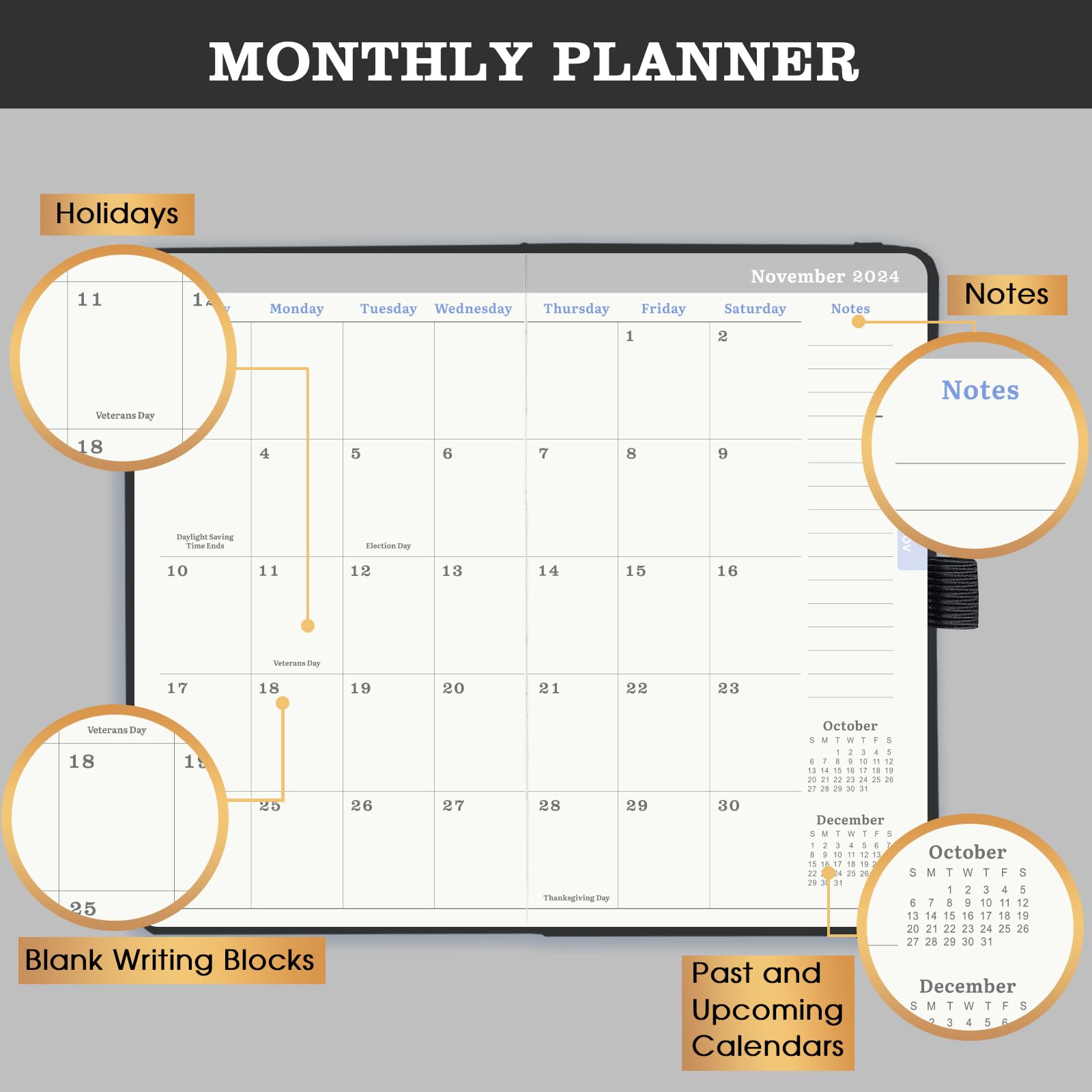 2024 Pocket Planner/Calendar - Pocket Planner 2024, JAN 2024 - DEC 2024, Pocket Calendar 2024 for Purse, 6.3'' × 3.8'', Elastic Bound, Bookmark, Inner Pocket, Agenda Planner with Pen Holder