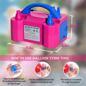 Freechase Electric Balloon Pump for Inflatables - Portable Dual Nozzle Balloon Blower Pump with Tying Tool for Garland Balloon Arch Kit Weddings, Birthday Party Decoration (110V~120V, 600W)