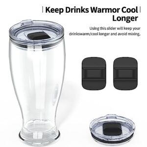 30 oz Tumbler Lid with 2 Replacement Slider, Slider Switch Spill Proof Tumbler Cover Fits all Yeti Rambler Sliding Lids. (30oz)