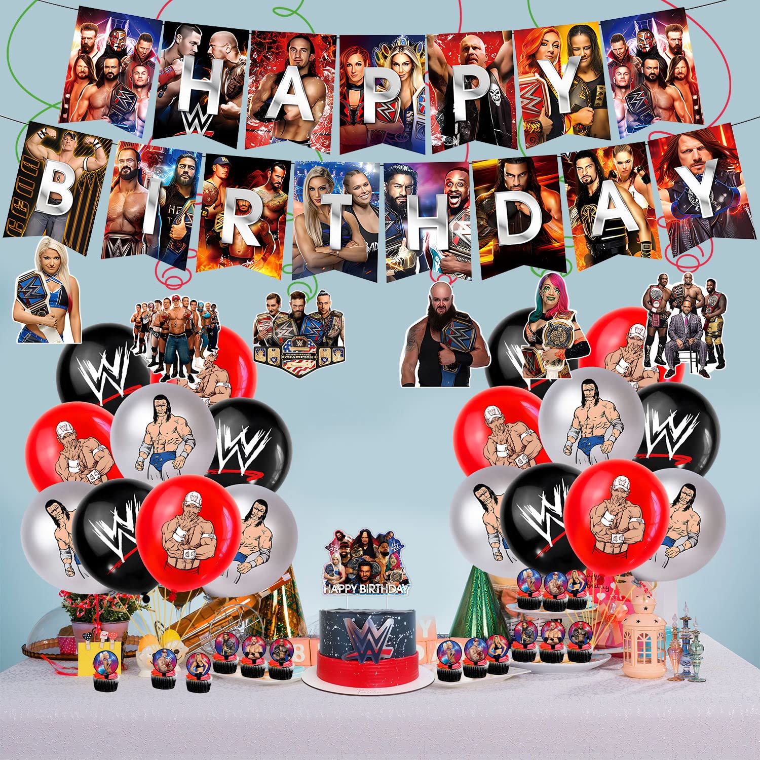 Wrestling Birthday Party Decoration, Wrestling Boxing Match Party Supplies