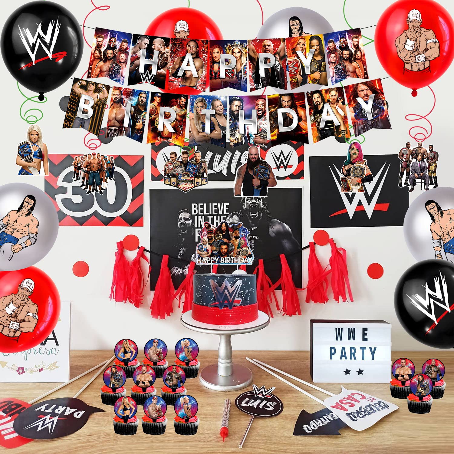 Wrestling Birthday Party Decoration, Wrestling Boxing Match Party Supplies