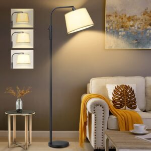 jeagop dimmable floor lamp, arc floor lamps for living room with adjustable hanging shade, modern standing tall lamp for living room bedroom office, 1000 lumens led bulb included