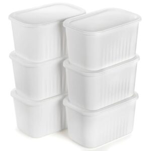 dicunoy 6 pack lidded storage bins with lids, stackable storage baskets, white plastic pantry organizer for toiletries, shelf, rv, lockers