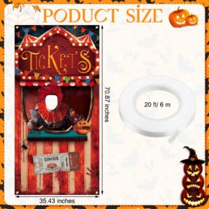 Lenwen Halloween Carnival Circus Theme Party Decorations Halloween Carnival Photo Door Banner Ticket Booth Backdrop Props Carnival Photo Games Booth Props Carnival Photo Backdrop for Halloween Supply