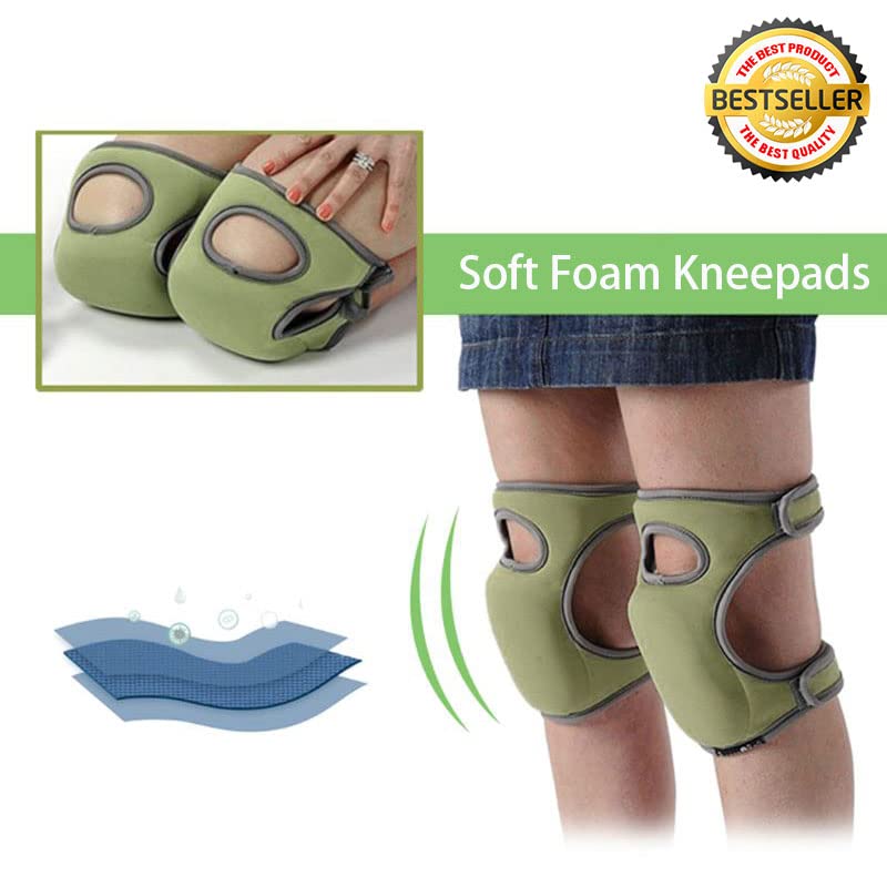 TopHomer 1 Pair Gardening Knee Pads Garden Knee Protectors Anti Slip Protective Cushion Soft Ultra Comfort Garden Kneepad,For Gardener Cleaning Work Scrubbing Floors Pruning -Adaptable Strap, Green