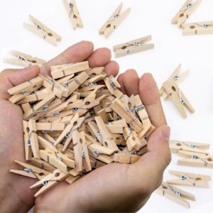 1.4 inch mini clothes pins for photo, 130 pcs small clothes pins, wooden clothespins for baby shower, party, crafts diy project