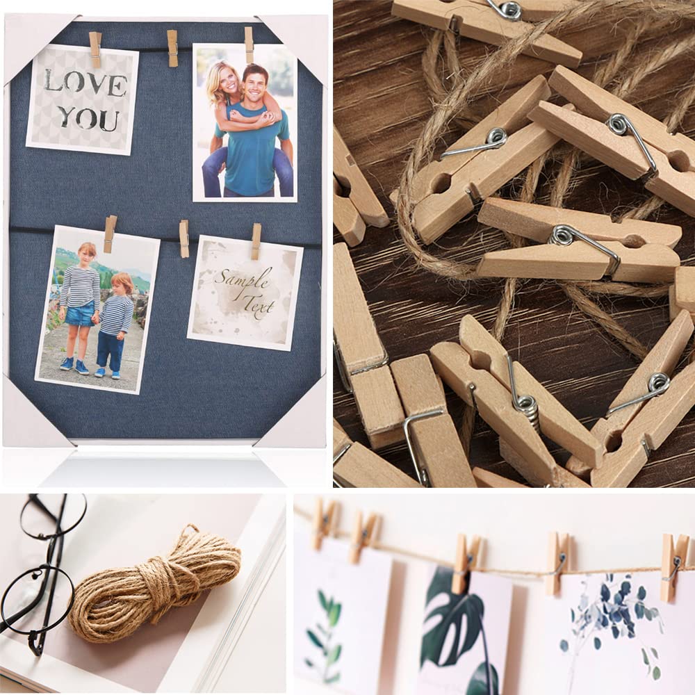 1.4 Inch Mini Clothes Pins for Photo, 130 Pcs Small Clothes Pins, Wooden Clothespins for Baby Shower, Party, Crafts DIY Project