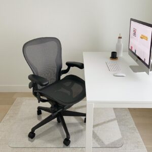 SHAREWIN Office Chair Mat for Carpet/Hardwood Floor- Tempered Glass Desk Chair Mat fo Office Home 1/5” Thick, Heavy Duty Under Desk Protector, Computer Gaming Chair Mat w/Anti-Slip Pads, 46” x 35”