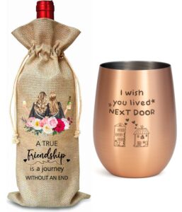 facoyans i wish you lived next door friendship gifts for women, best friend birthday gifts for women friends soul sister, mothers' gifts for her- thinking of you gifts for women