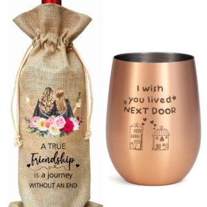 FACOYANS I Wish You Lived Next Door Friendship Gifts for Women, Best Friend Birthday Gifts for Women Friends Soul Sister, Mothers' Gifts for Her- Thinking of You Gifts for Women