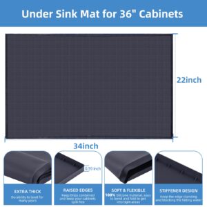 Under Sink Mat 34" x 22" Unglehome Under Sink Liner for Kitchen Waterproof Silicone Under Kitchen Sink Protector Mat Flexible Under Sink Drip Tray for Bathroom Cabinet Thick Under Sink Rubber Mat