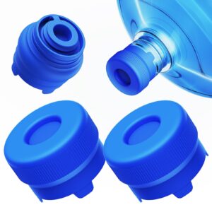 【upgraded】morsatie reusable 3 & 5 gallon water jug cap, no leaking & popping open, food grade silicone replacement cap for 55mm standard/screw/crown top water bottle & water pump dispenser, 3pcs