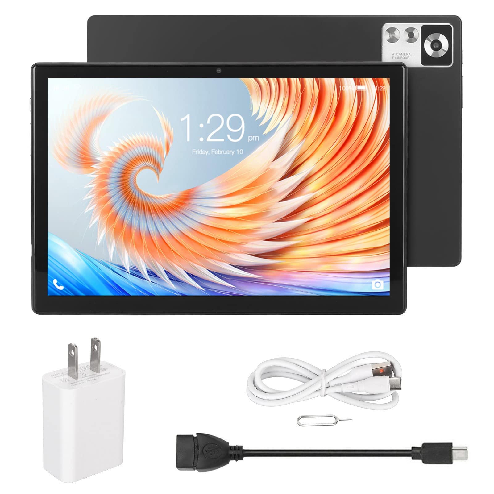 GLOGLOW Tablet PC, 5GWIFI Octa Core CPU 10.1in Tablet 100‑240V 5.0 8GB RAM 256GB ROM Black for Home (US Plug)